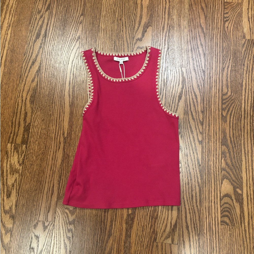 Z Supply Pink Tank Top with White Trim